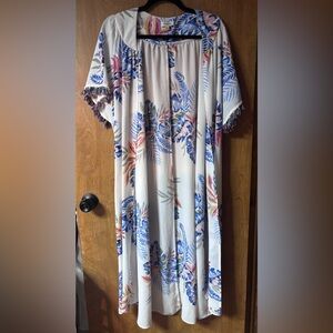 Umgee Blue and Pink Floral bathing suit coverup